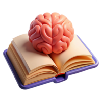 serene traditional Open Book with Brain Symbol Isolated Element authentic png