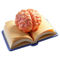 vibrant rustic Open Book with Brain Symbol Isolated Element high quality png