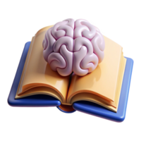 vibrant abstract Open Book with Brain Symbol Isolated Element professional png
