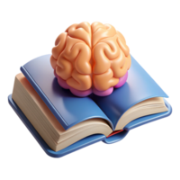 vibrant creative Open Book with Brain Symbol Isolated Element high resolution png