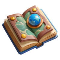wonderful artistic Open Book with Fantasy World Illustration Isolated detailed png