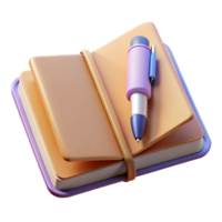 elegant rustic Open Notebook with Pen Transparent Element high quality png