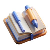 magnificent artistic Open Notebook with Pen Transparent Element png