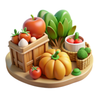 impressive rustic Organic Farming Fresh Produce Harvest Scene Transparent Background detailed png