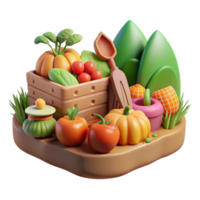 impressive rustic Organic Farming Fresh Produce Harvest Scene Transparent Background high quality png