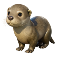 dramatic traditional Orphaned Otter Pup Side View Transparent Background high quality png