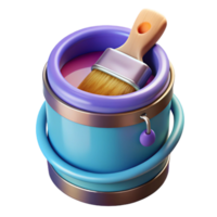 dramatic abstract Paint Can with Brush Isolated on Transparent Background authentic png