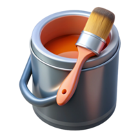 dramatic artistic Paint Can with Brush Isolated on Transparent Background authentic png