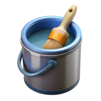 serene artistic Paint Can with Brush Isolated on Transparent Background original png