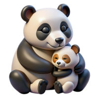 serene creative Panda Cub Cuddling with Mother Isolated Cutout original png