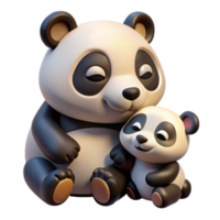 wonderful traditional Panda Cub Cuddling with Mother Isolated Cutout high quality png