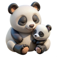 wonderful rustic Panda Cub Cuddling with Mother Isolated Cutout high resolution png
