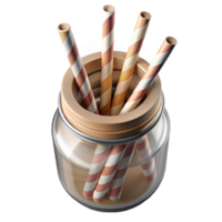 serene abstract Paper Straws in a Glass Jar Top View Cutout high quality png