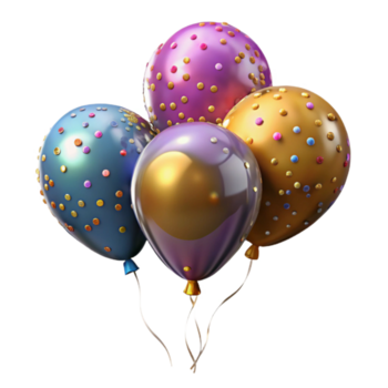 extraordinário moderno festa balões com confete transparente fundo autêntico png