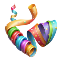 serene minimalist Party Streamers Curled Colorful Transparent Background high quality png