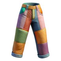 serene modern Patchwork Jeans Multicolored Isolated Element authentic png