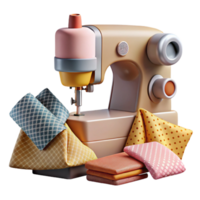 dramatic abstract Pattern Maker with Sewing Machine and Fabric Samples Transparent Background png