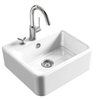 white ceramic sink a silver faucet clean design png