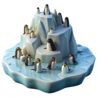 magnificent rustic Penguin Colony on Ice Floe Transparent Background premium png