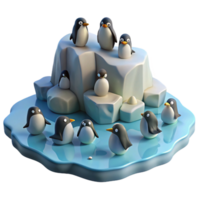 dramatic artistic Penguin Colony on Ice Floe Transparent Background detailed png