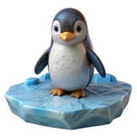dramatic creative Penguin on Ice Cutout Element detailed png