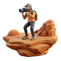 impressive rustic Photographer on Rock Formation with Desert View Cutout authentic png