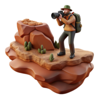 elegant modern Photographer on Rock Formation with Desert View Cutout authentic png