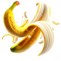 ripe banana peeling open a vibrant yellow color png