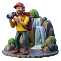 serene rustic Photographer with Camera and Backpack Hiking Cutout high resolution png