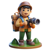 magnificent rustic Photographer with Camera and Backpack Hiking Cutout exclusive png