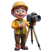 elegant minimalist Photographer with Camera and Backpack Hiking Cutout high quality png