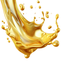 Shiny golden splashing dynamically in mid air png
