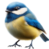 Small blue yellow bird feathers a sharp beak png