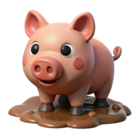 serene classic Pig in Mud Isolated Cutout Element png