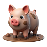 vibrant minimalist Pig in Mud Isolated Cutout Element professional png