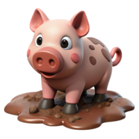 vibrant contemporary Pig in Mud Isolated Cutout Element detailed png