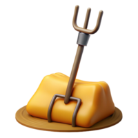 impressive rustic Pitchfork Leaning Against Hay Bale high quality png
