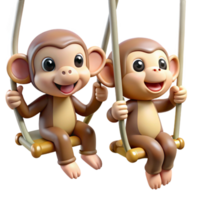 wonderful rustic Playful Monkeys Swinging Element high quality png