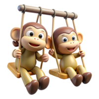 extraordinary artistic Playful Monkeys Swinging Element high resolution png