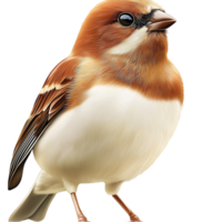 Small brown white bird a sharp beak feathers png
