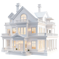 white mansion architecture glowing interior lights png
