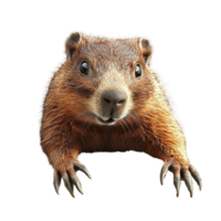 Cute brown marmot tiny paws a curious expression on its face png