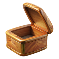 impressive modern Polished Oak Wood Box Open Lid Transparent Background exclusive png