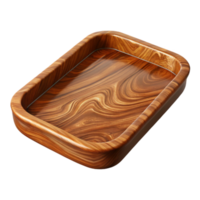 impressive modern Polished Walnut Wood Tray Top View Transparent Background high resolution png