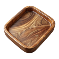 extraordinary artistic Polished Walnut Wood Tray Top View Transparent Background authentic png
