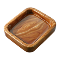 elegant artistic Polished Walnut Wood Tray Top View Transparent Background original png