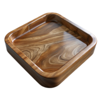 serene abstract Polished Walnut Wood Tray Top View Transparent Background original png