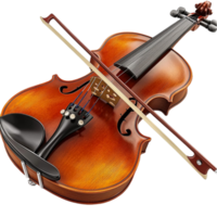 wooden violin a bow placed across the strings png