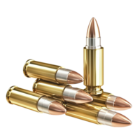 Shiny golden bullets pointed tips stacked in a neat pile png