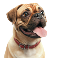 Cute pug dog a wrinkled face a happy tongue out expression png